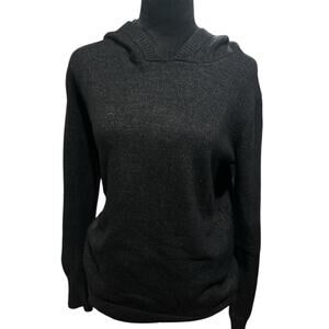 Mystree Dark Grey Hoodie Sweater with Cream Stripes – Size Medium